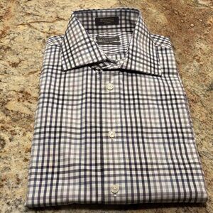 C2 by Calibrate Men's Plaid Shirt - Navy and White